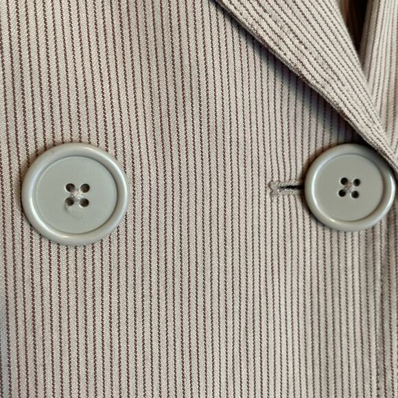 Sandro Tan Trench Coat Jacket Belted Double Breasted Striped Short - Picture 3 of 15